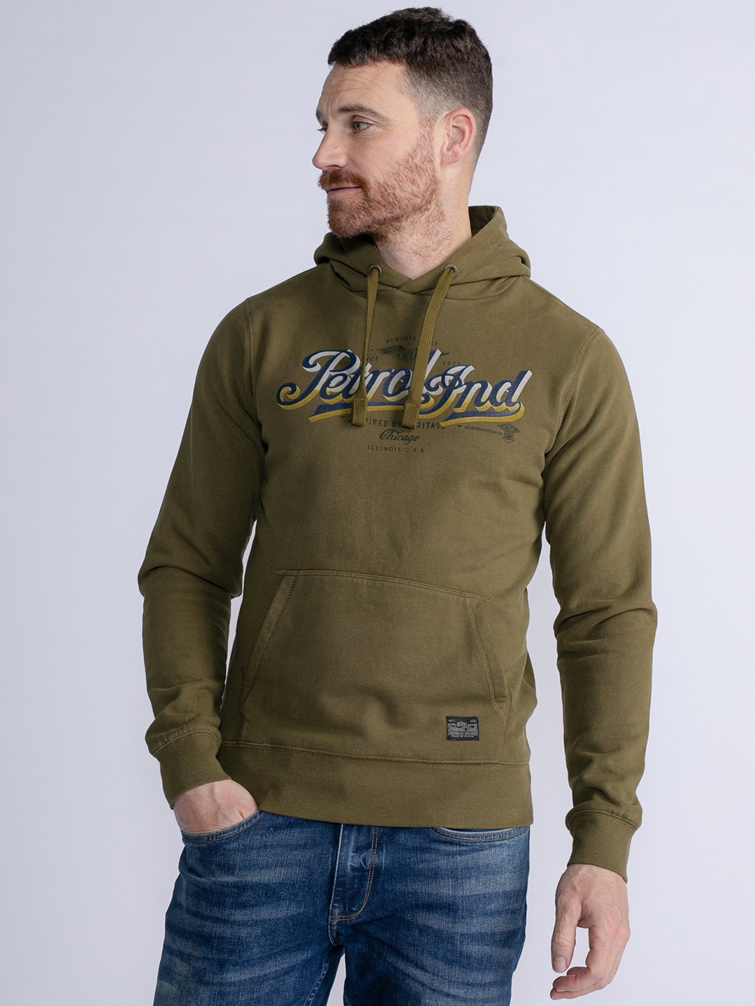 

Petrol Men Printed Hooded Sweatshirt, Brown
