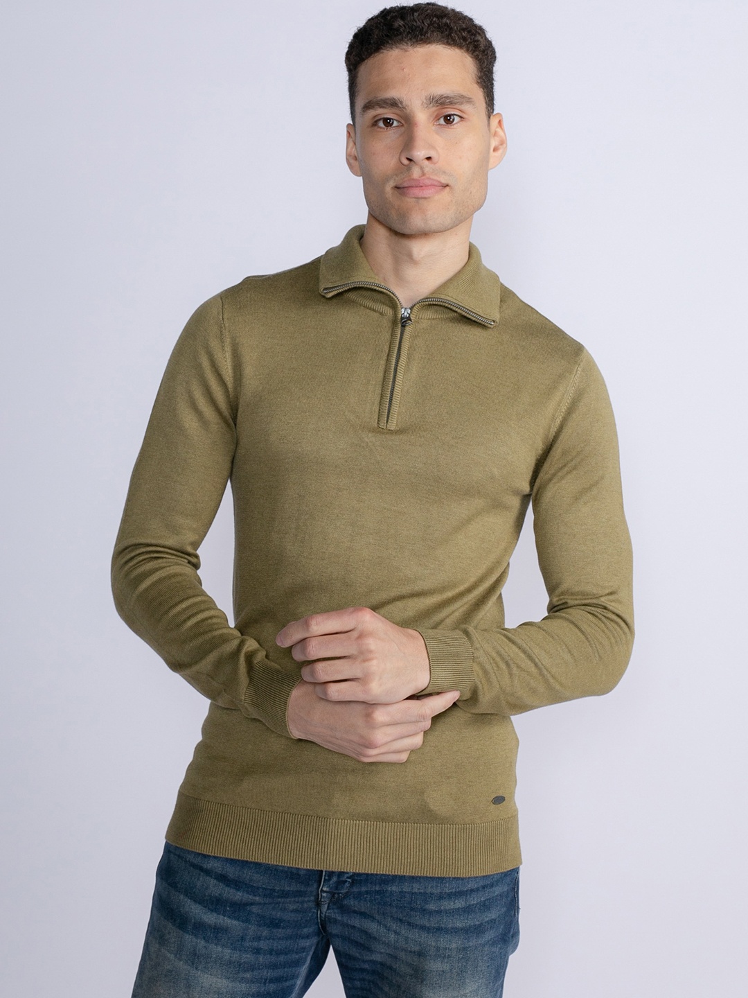 

Petrol Spread Collar Pullover, Taupe