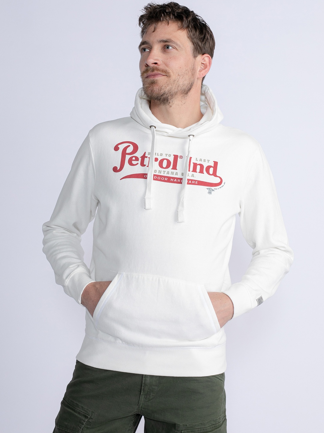 

Petrol Brand Logo Printed Hooded Sweatshirt, White