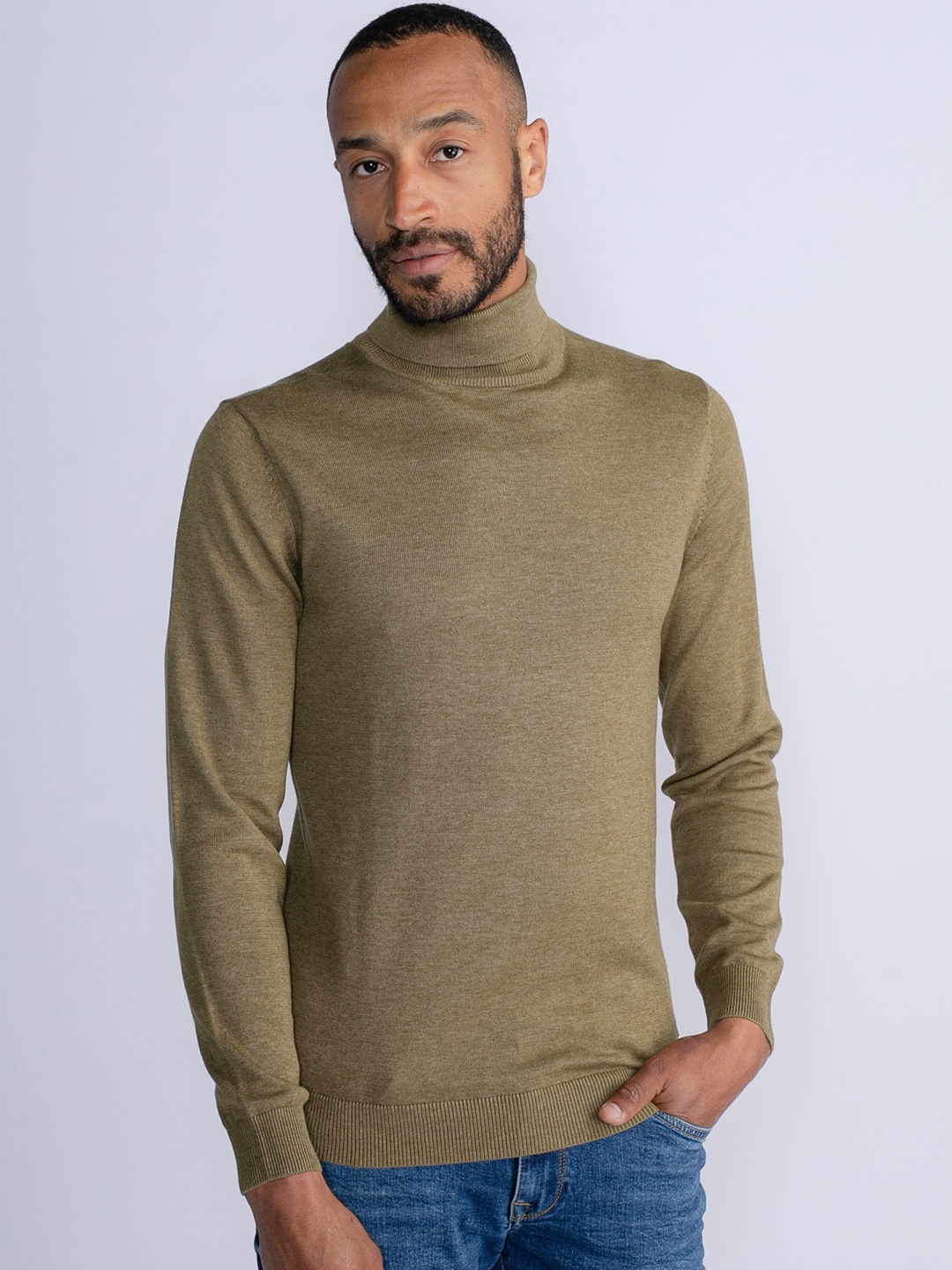 

Petrol Turtle-Neck Regular-Fit Pullover, Khaki