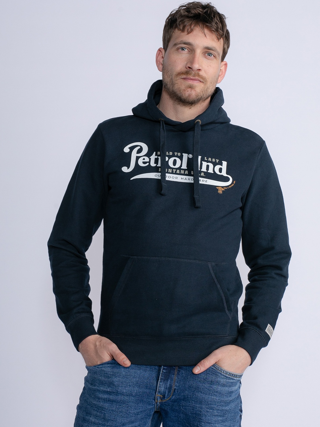 

Petrol Men Printed Hooded Sweatshirt, Navy blue