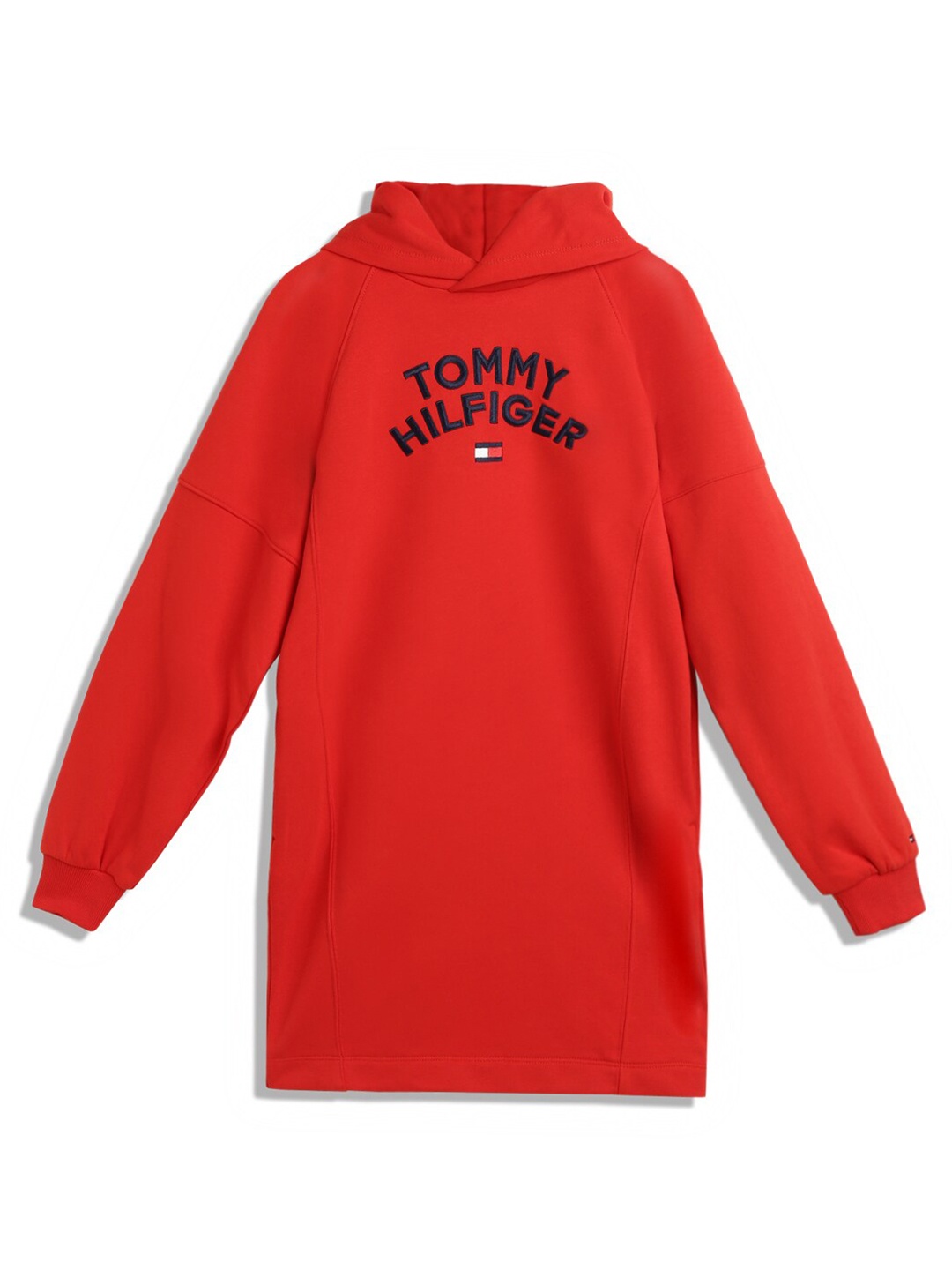 

Tommy Hilfiger Girls Typography Embroidered Hooded T-shirt Dress, Red