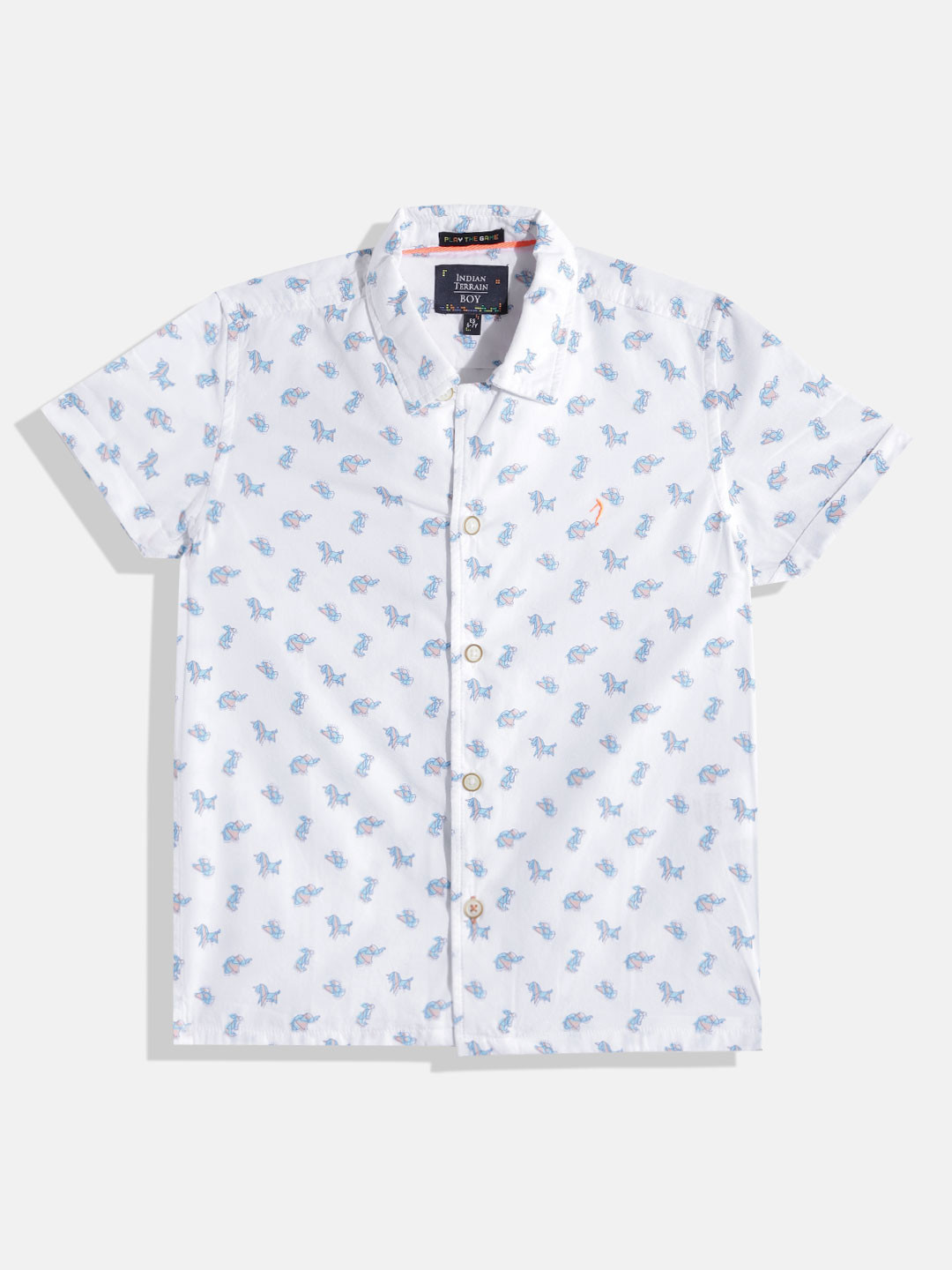 

Indian Terrain Boys Opaque Printed Casual Shirt, White