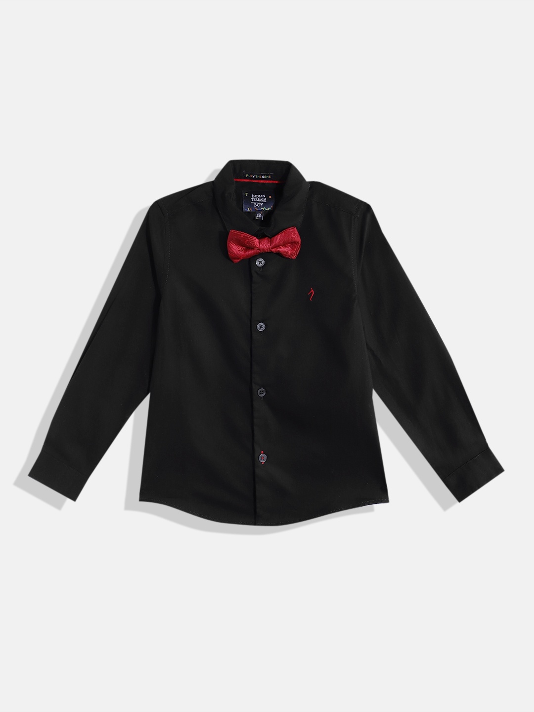 

Indian Terrain Boys Bow Detail Cotton Shirt, Black