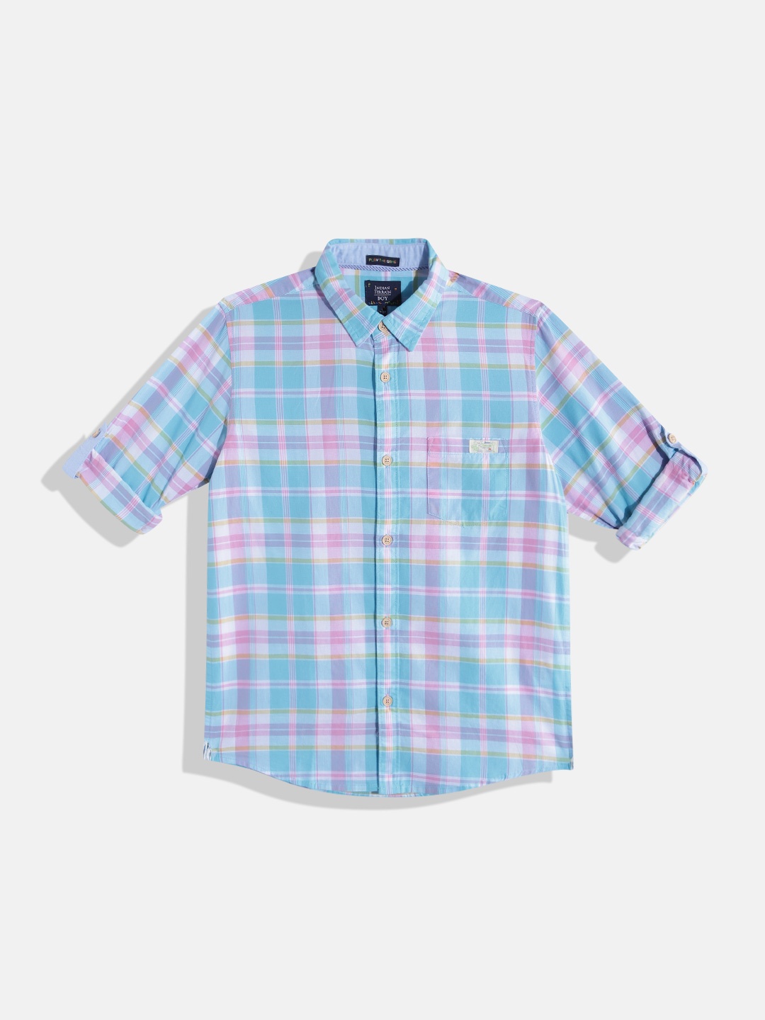 

Indian Terrain Boys Tartan Checks Opaque Checked Casual Shirt, Blue