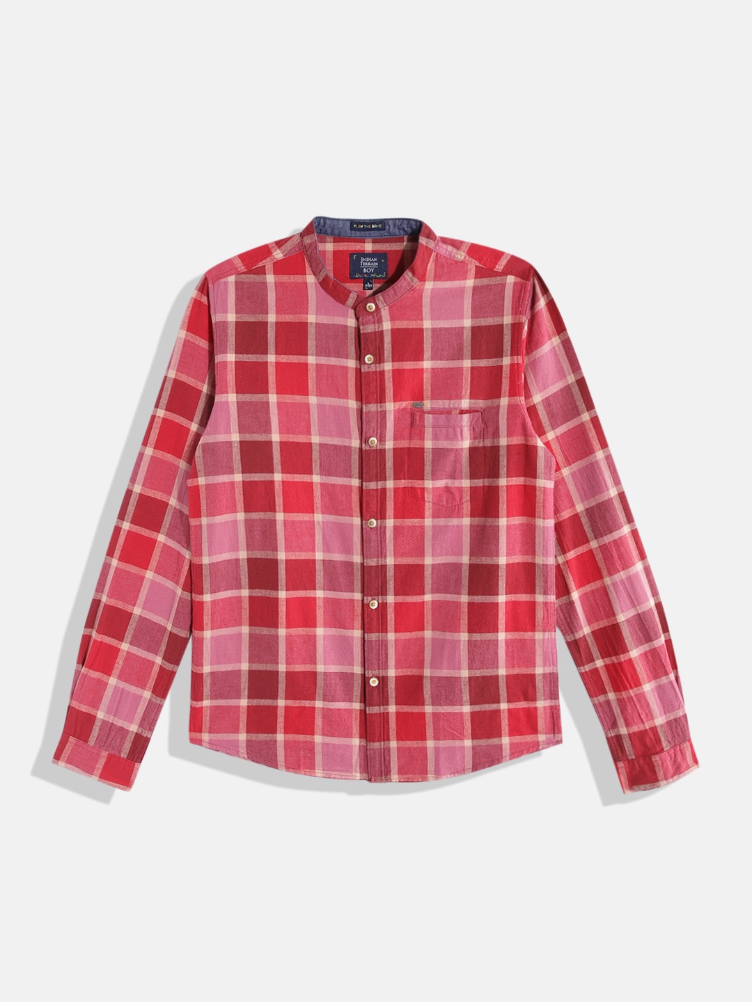 

Indian Terrain Boys Tartan Checks Opaque Checked Casual Shirt, Red