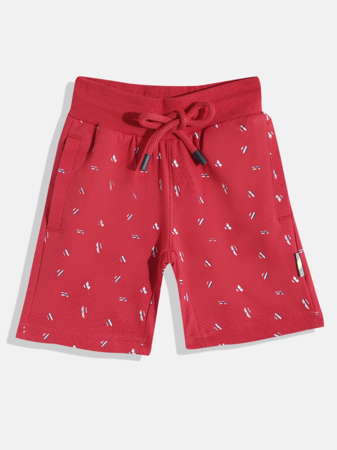 

Indian Terrain Boys Conversational Pure Cotton Printed Shorts, Red