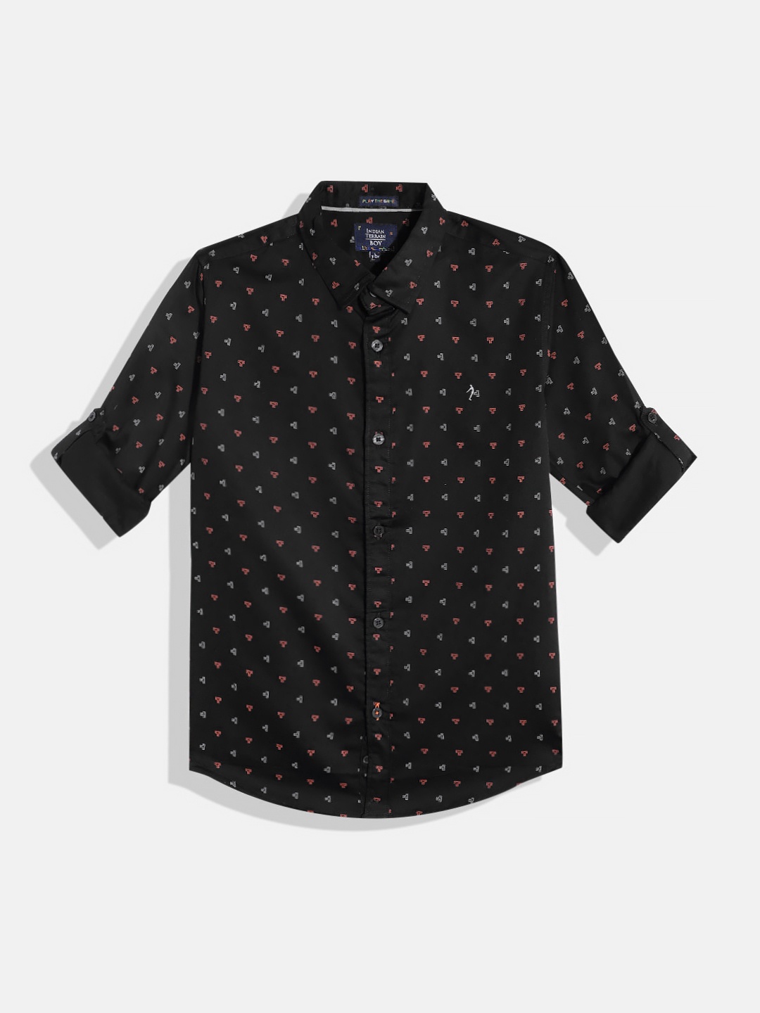 

Indian Terrain Boys Printed Casual Shirt, Black