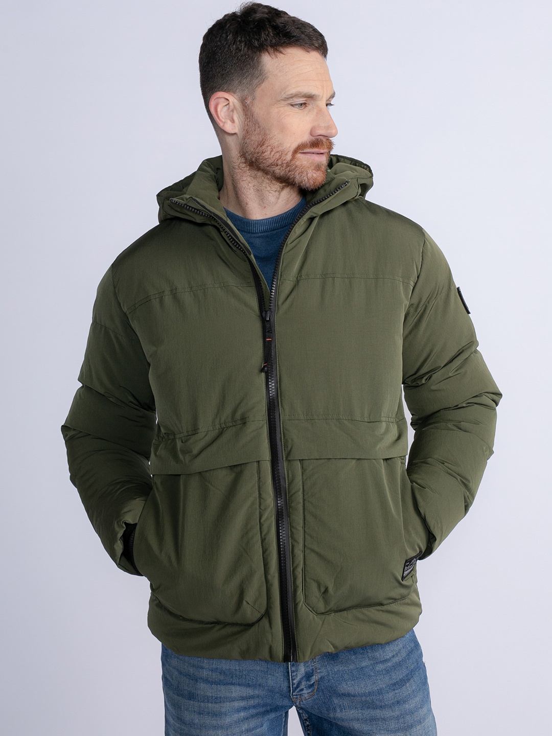 

Petrol Utility Hooded Padded Jacket, Olive