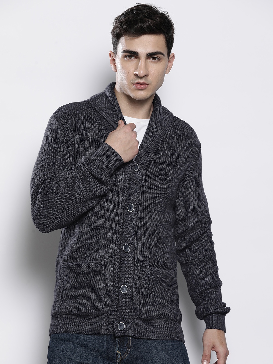 

Petrol Shawl Neck Regular Cardigan, Charcoal