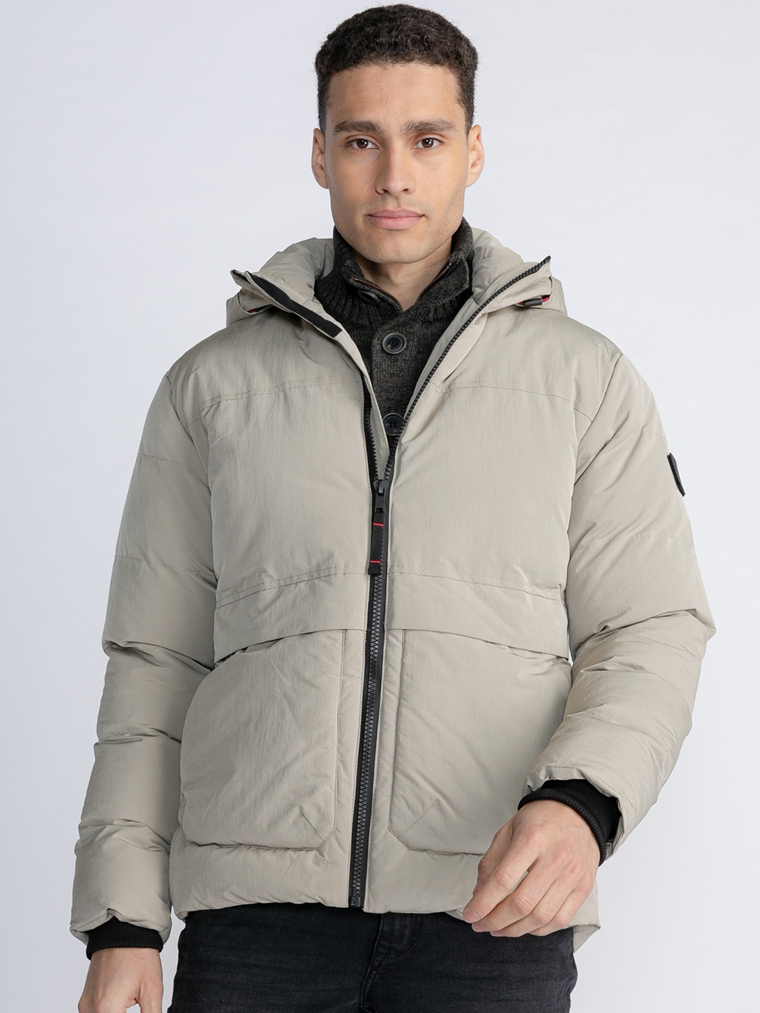 

Petrol Regular Fit Hooded Padded Jacket, Grey