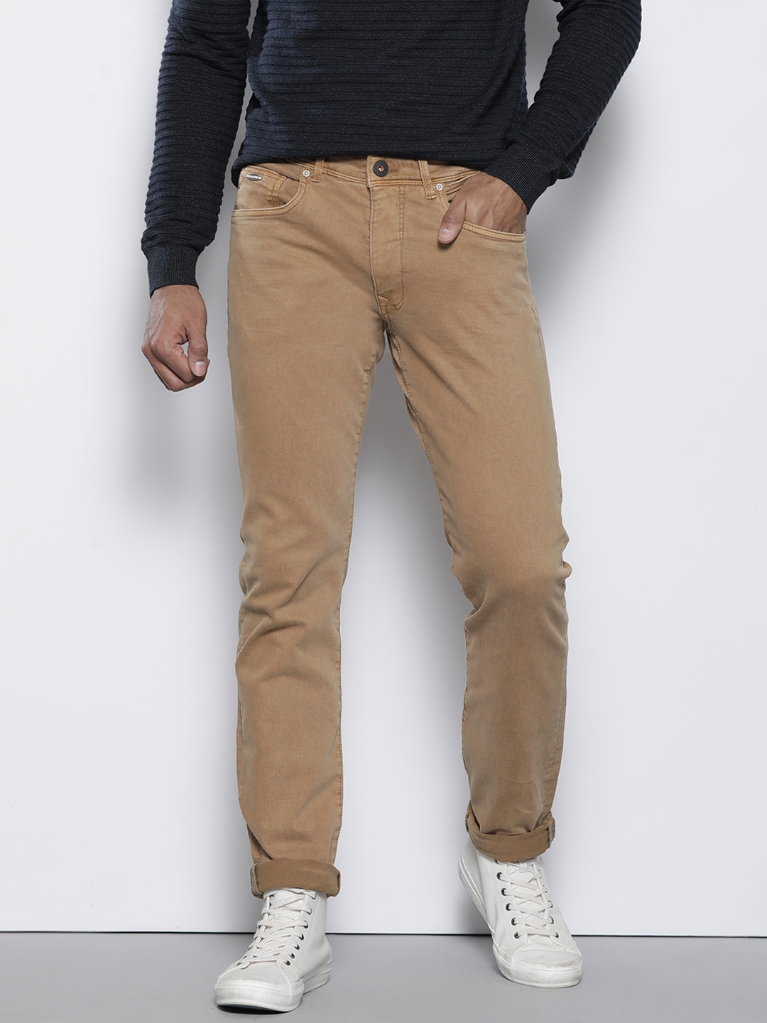 

Petrol Slim Fit Stretchable Jeans, Taupe