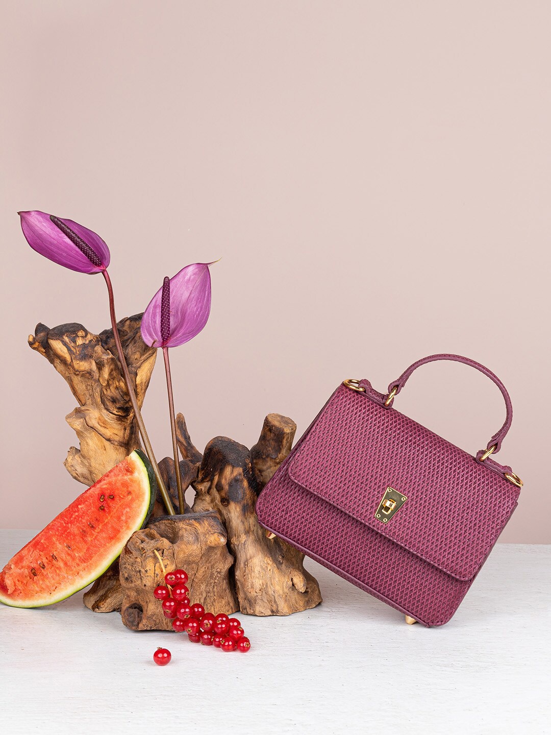 

The Leather Garden Textured Leather Structured Sling Bag, Maroon