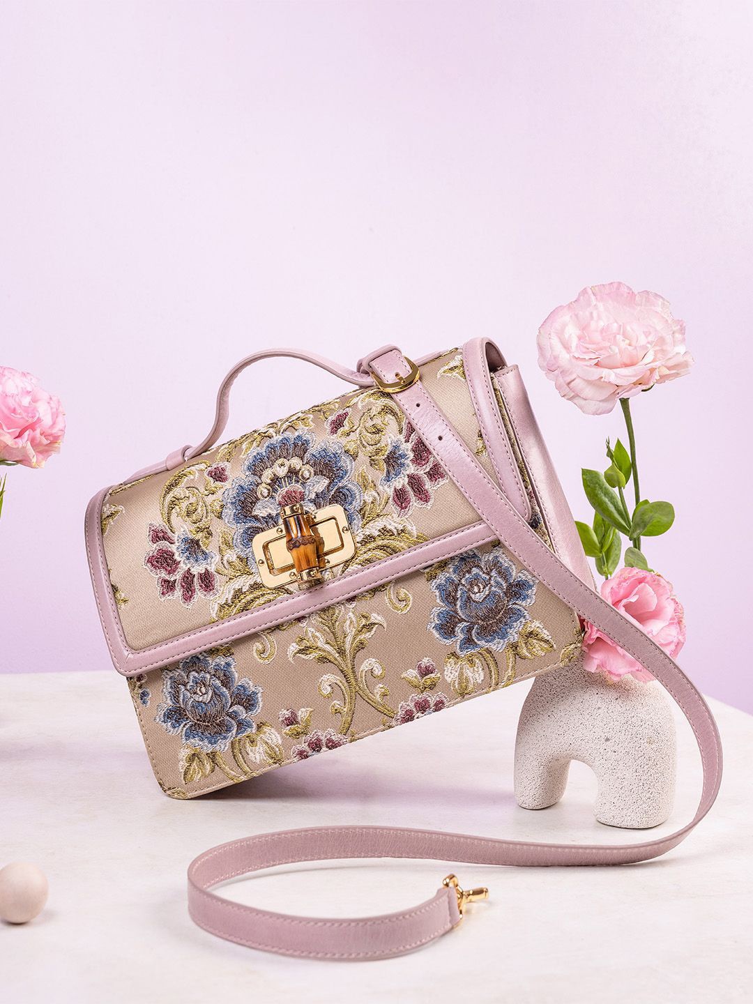 

The Leather Garden Leather Structured Satchel Bag, Lavender