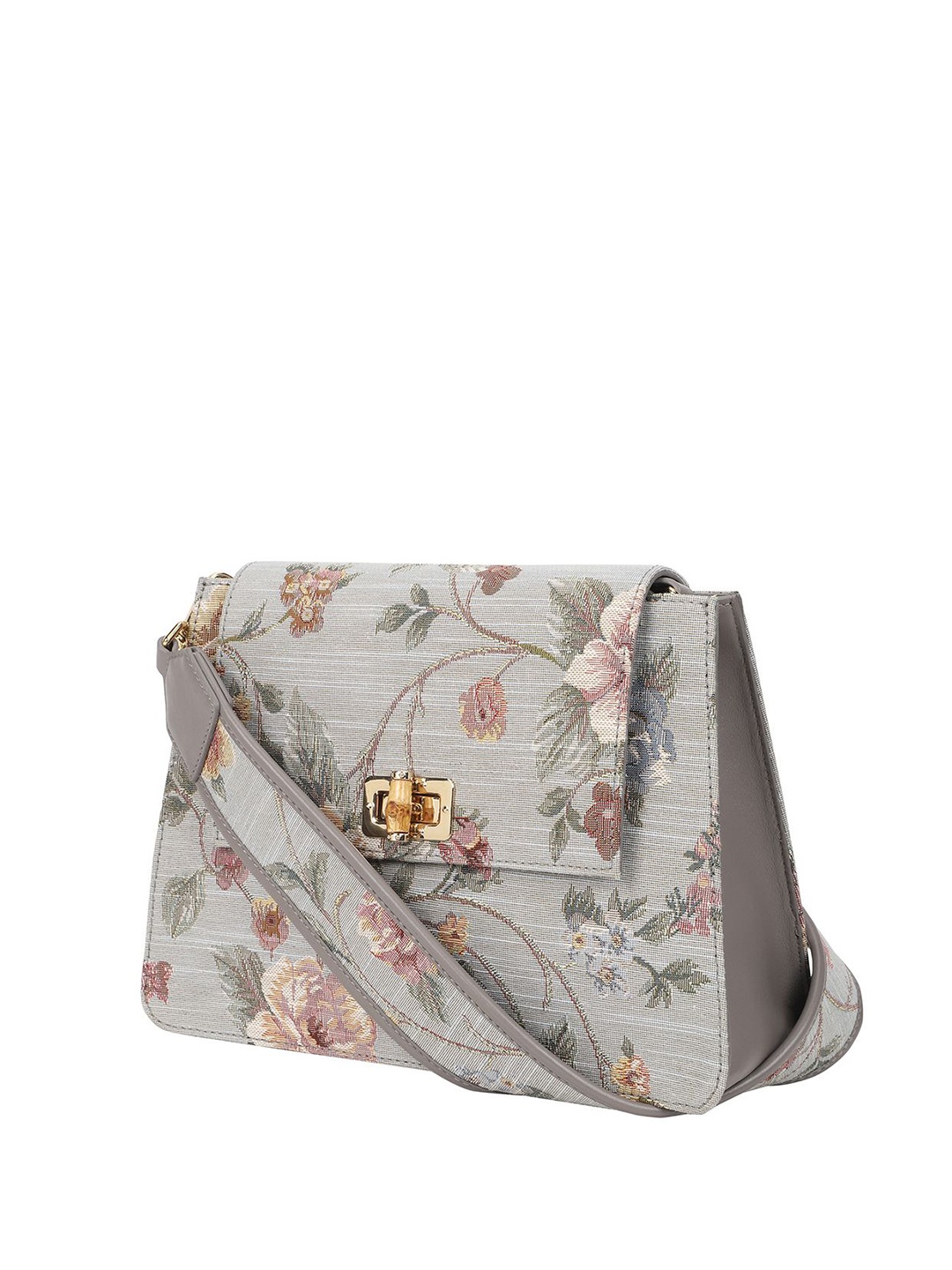 

The Leather Garden Printed Leather Structured Shoulder Bag, Grey