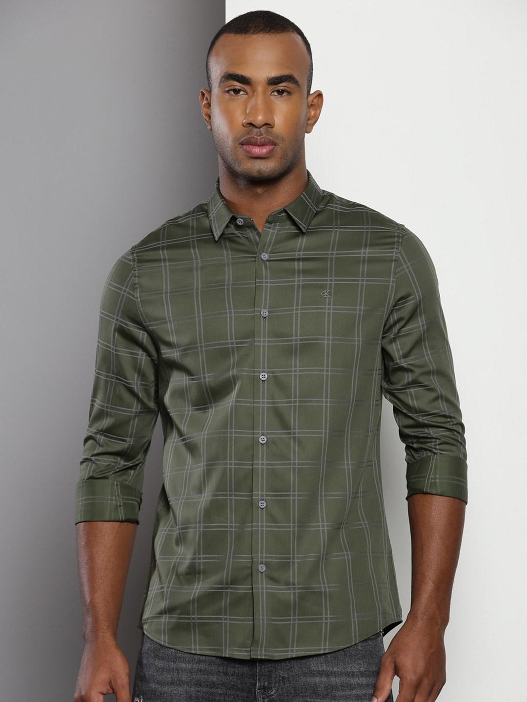 

Calvin Klein Jeans Tartan Checks Slim Fit Casual Shirt, Green