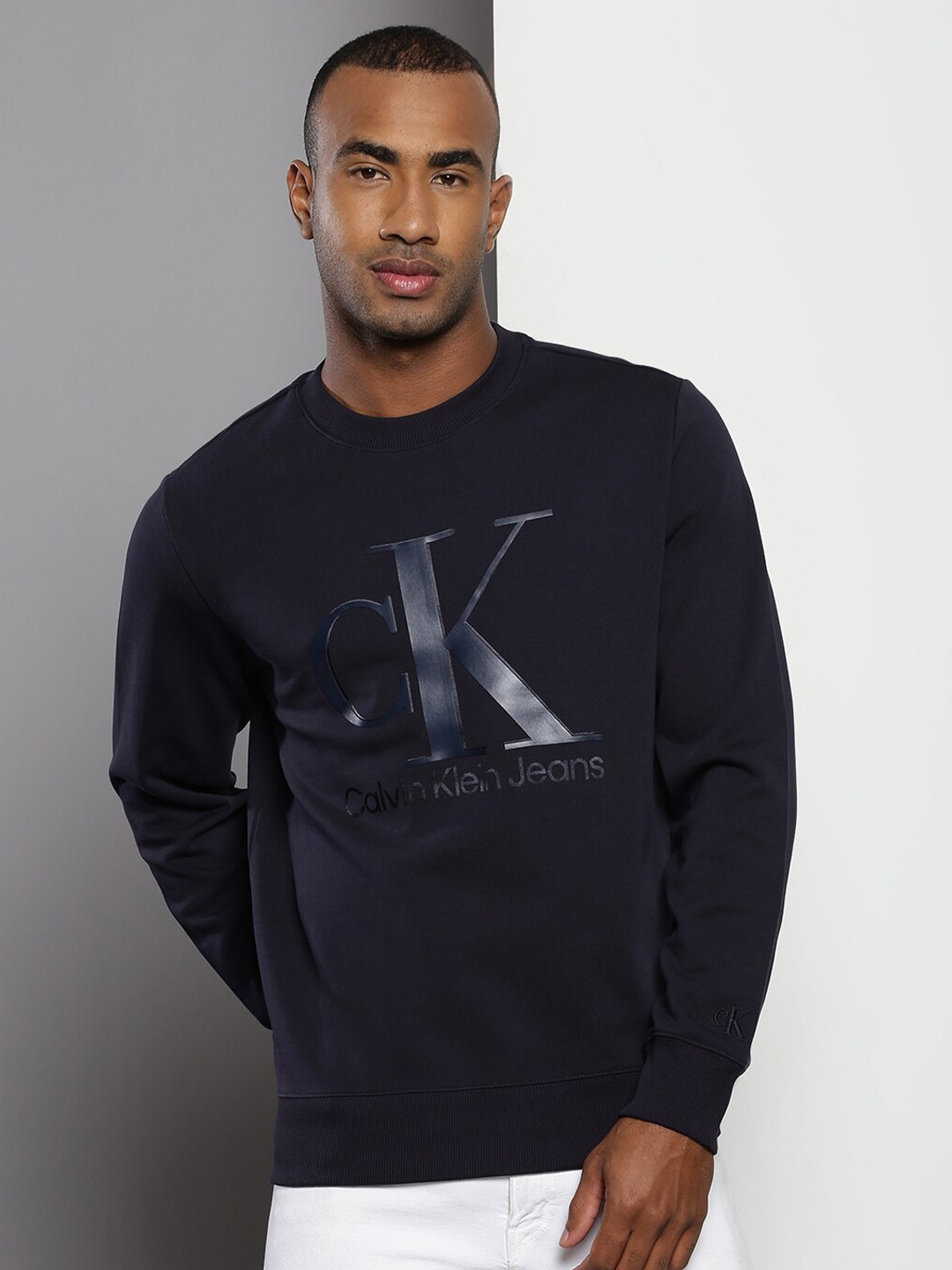 

Calvin Klein Jeans Printed Round Neck Sweatshirt, Navy blue