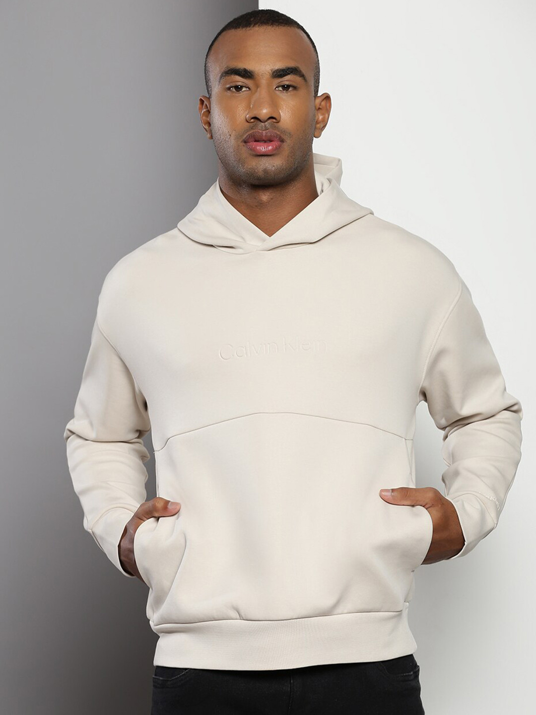 

Calvin Klein Hooded Long Sleeves Pullover, Beige