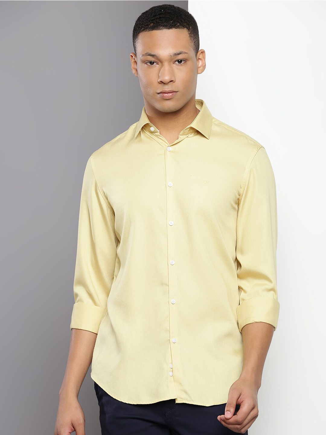 

Calvin Klein Jeans Spread Collar Slim Fit Casual Shirt, Yellow