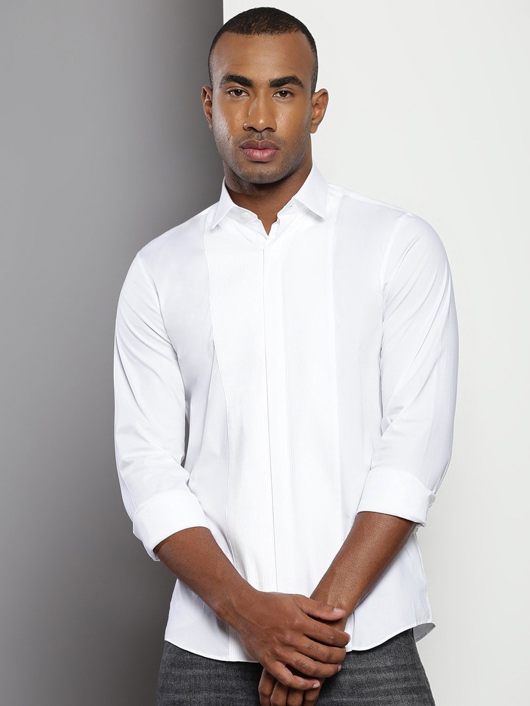 

Calvin Klein Striped Slim Fit Cotton Casual Shirt, White