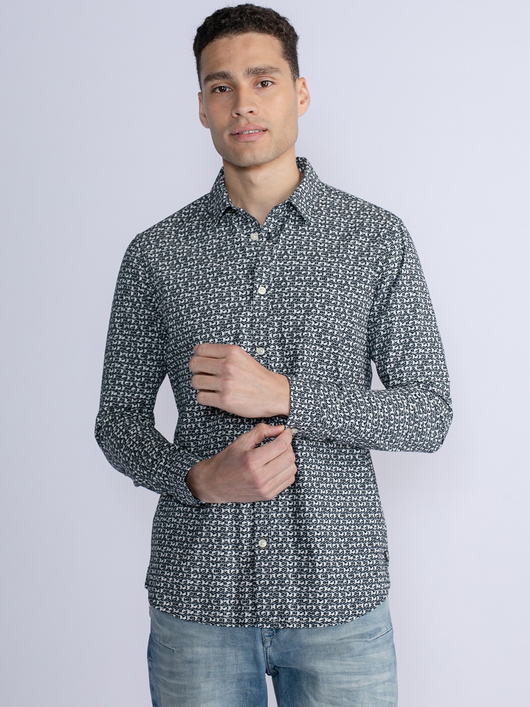

Petrol Printed Casual Shirt, White