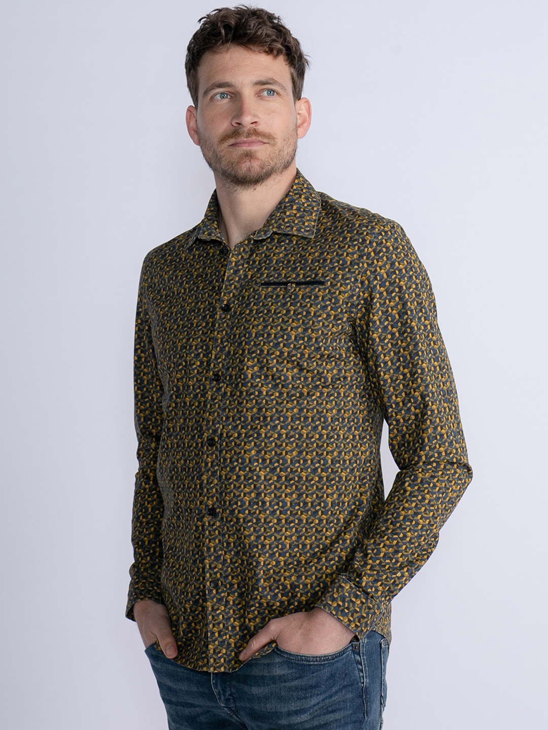 

Petrol Printed Casual Shirt, Yellow