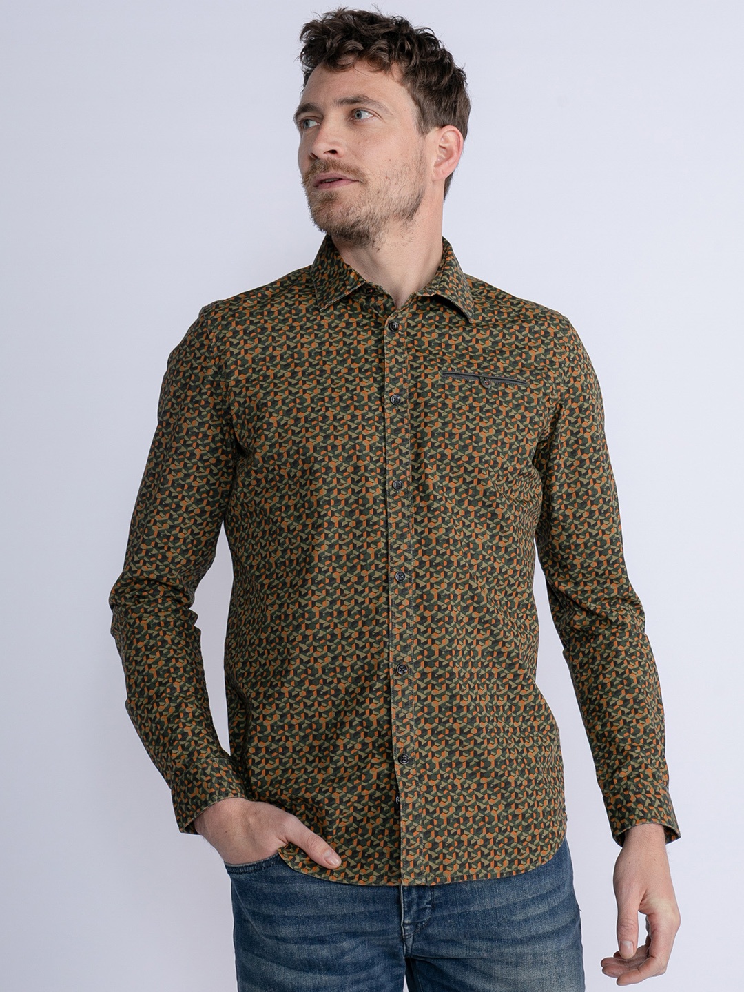 

Petrol Printed Casual Shirt, Yellow