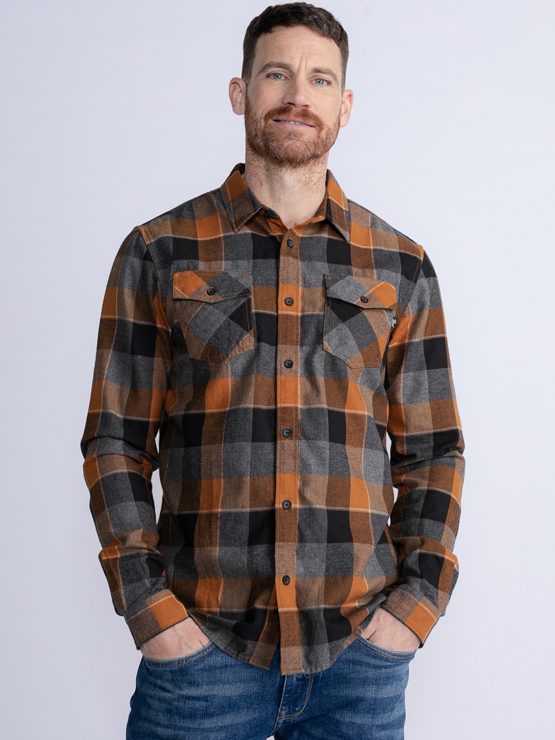 

Petrol Checked Casual Shirt, Orange