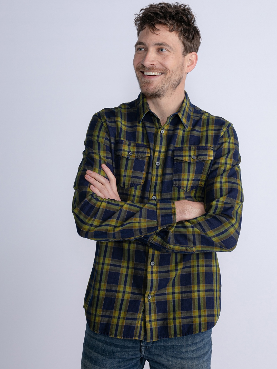 

Petrol Opaque Checked Casual Shirt, Green