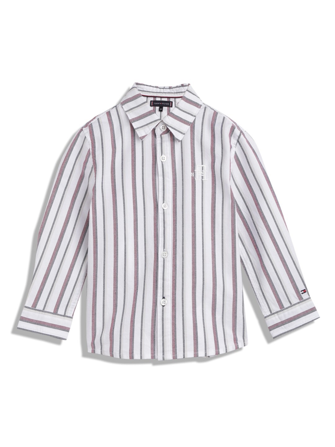 

Tommy Hilfiger Boys Striped Spread Collar Casual Shirt, White