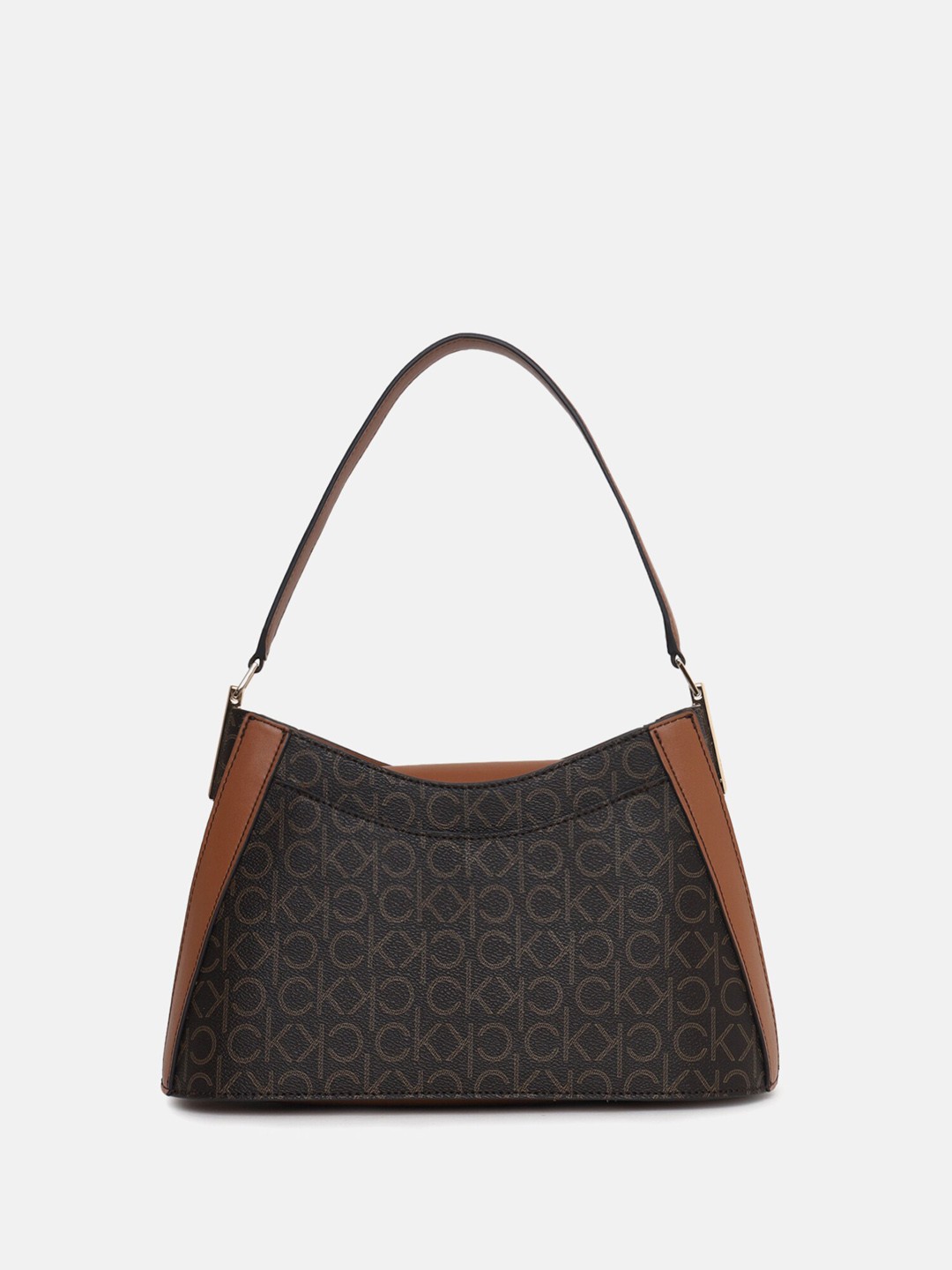 

Calvin Klein Brand Logo Printed Structured Handheld Bag, Brown