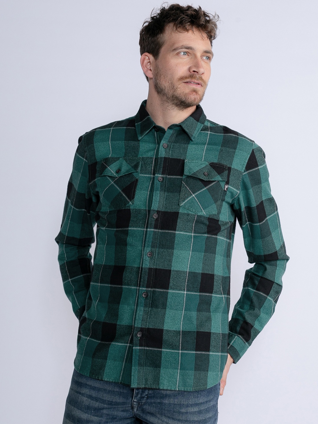 

Petrol Pure Cotton Checked Casual Shirt, Teal