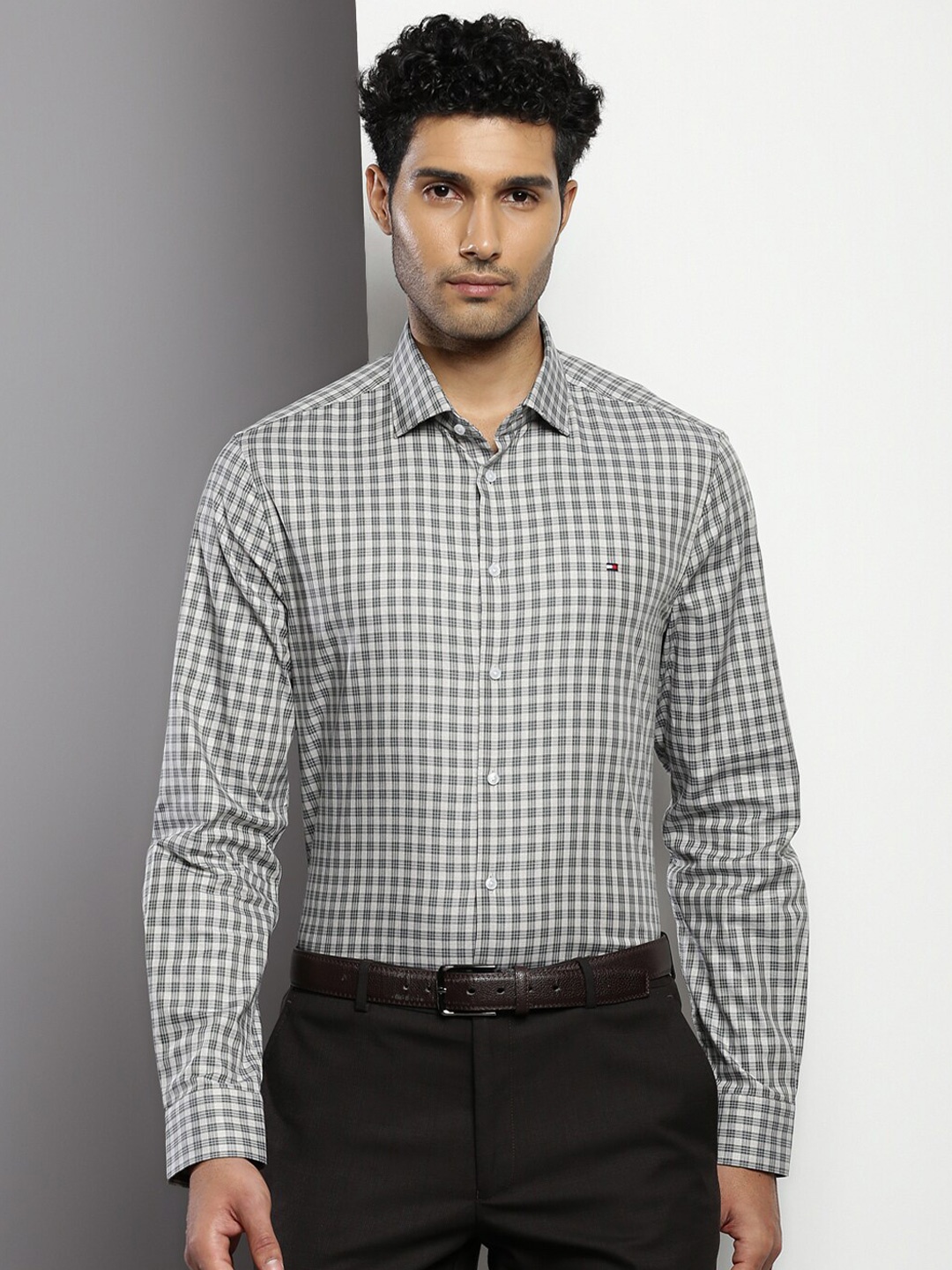 

Tommy Hilfiger Slim Fit Checked Twill Formal Shirt, Green