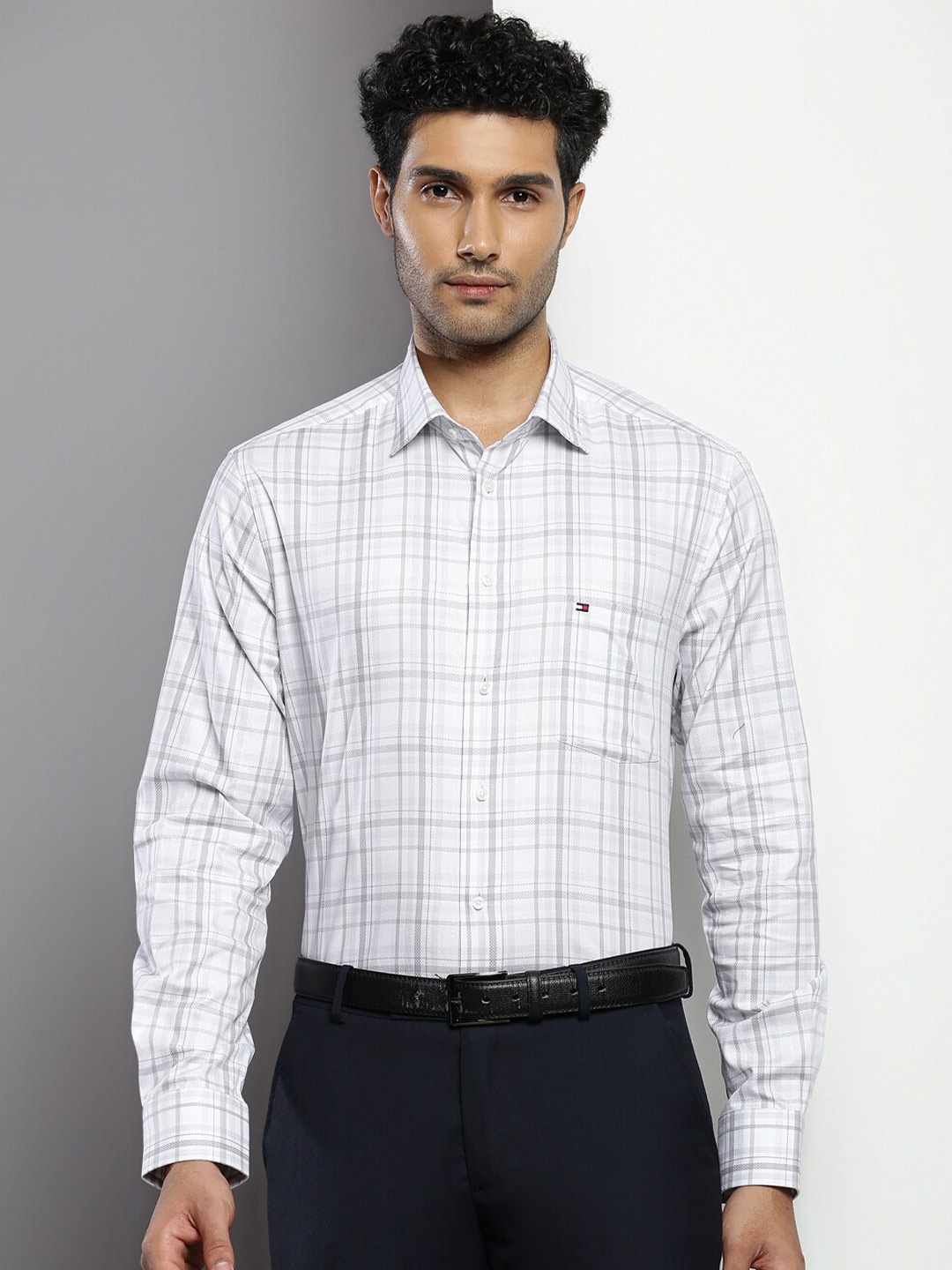 

Tommy Hilfiger Checked Pure Cotton Formal Shirt, Grey