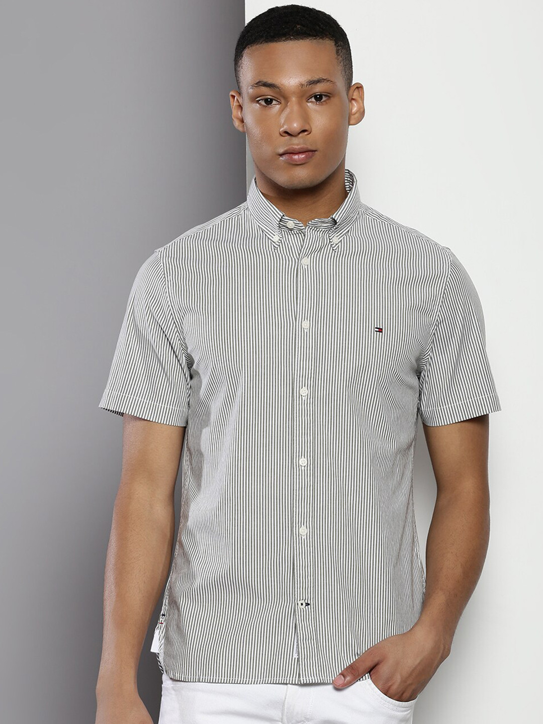 

Tommy Hilfiger Slim Fit Striped Casual Shirt, White