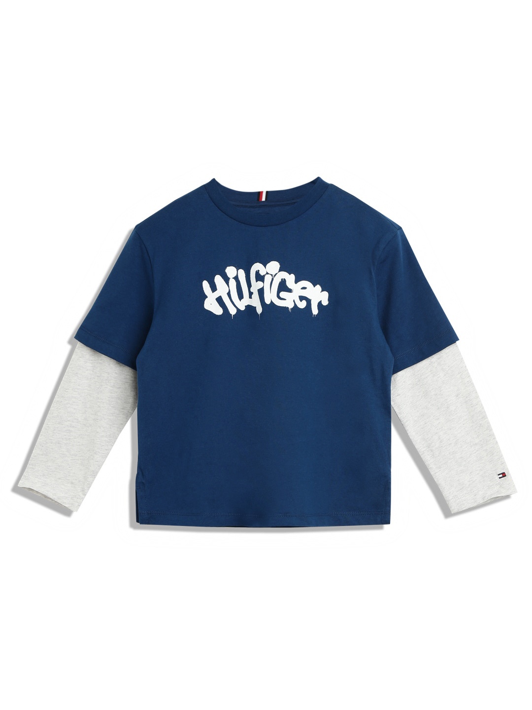 

Tommy Hilfiger Boys Typography Printed Pure Cotton T-shirt, Blue