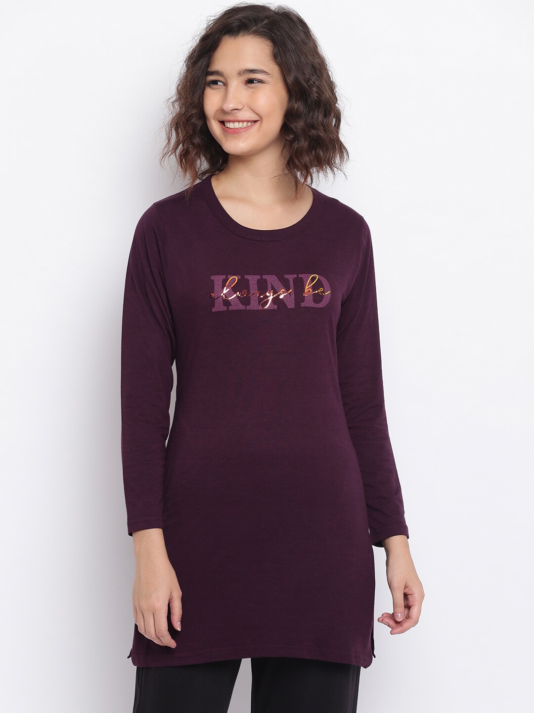 

Duchess Typography Printed Pure Cotton Night Suit, Maroon