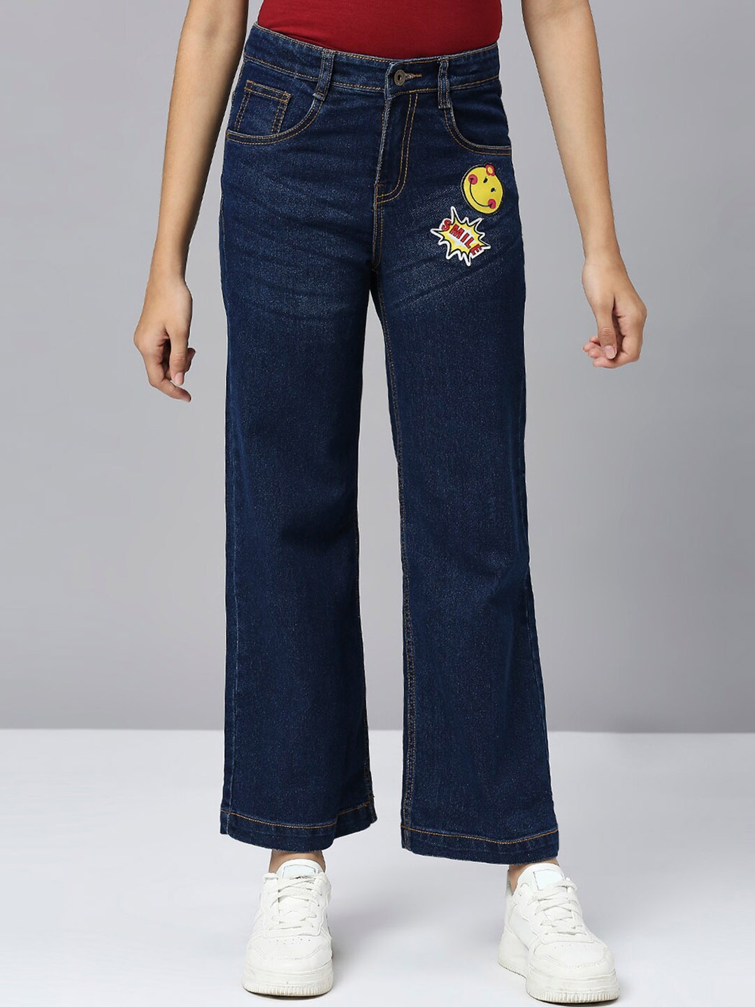 

YK Girls Flared Clean Look Stretchable Jeans, Navy blue