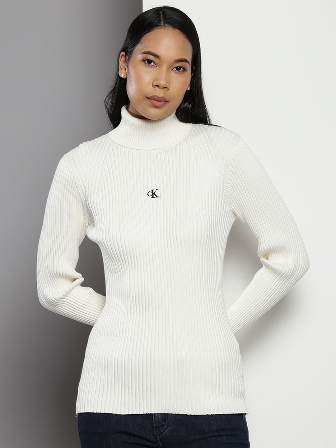 

Calvin Klein Ribbed Turtle Neck Pullover Sweater, White