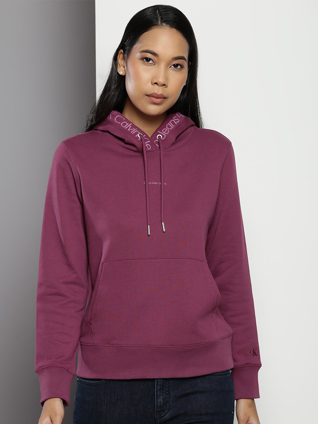 

Calvin Klein Hooded Pure Cotton Pullover, Pink