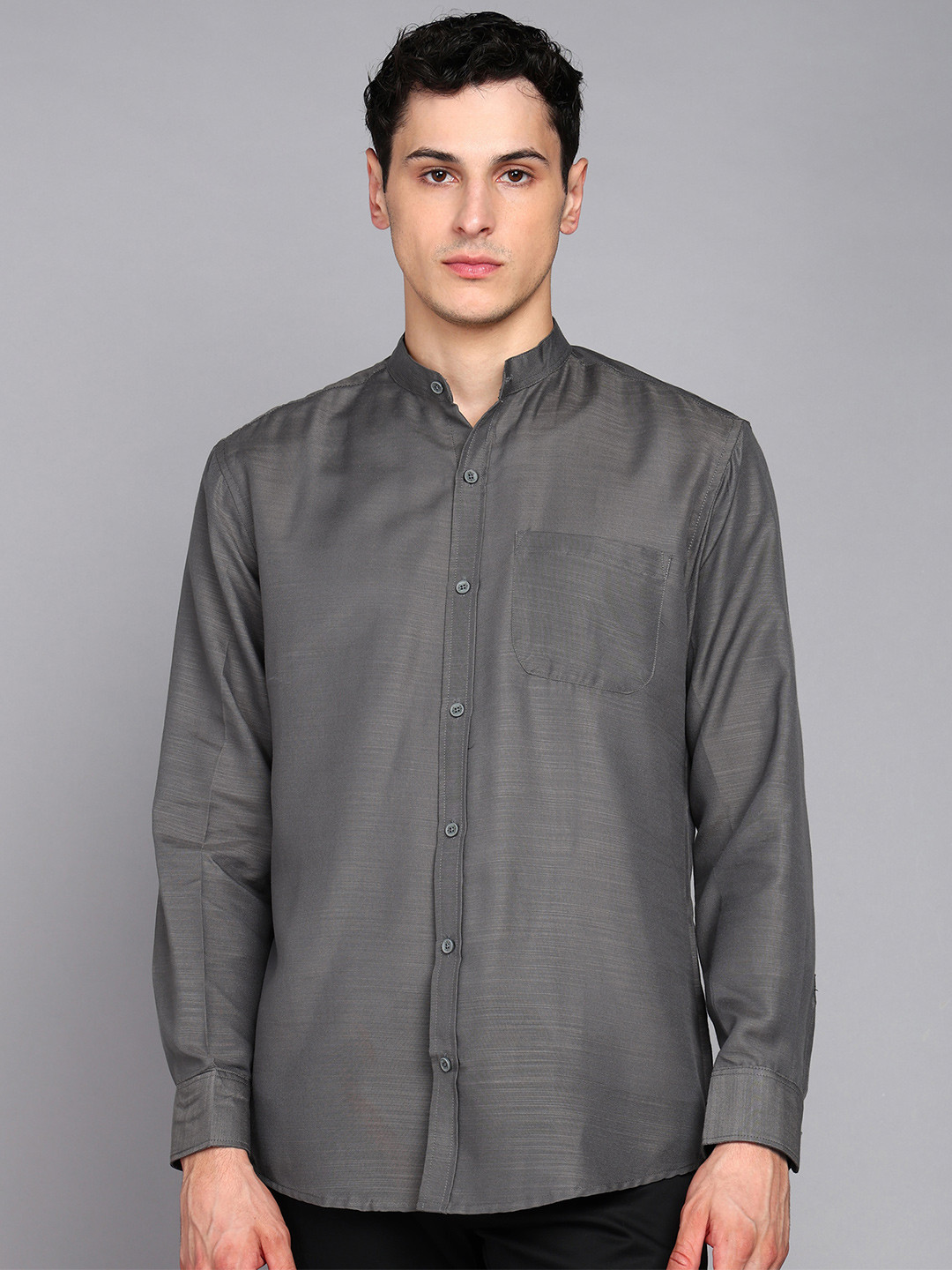

Metronaut Spread Collar Casual Denim Pure Cotton Shirt, Grey
