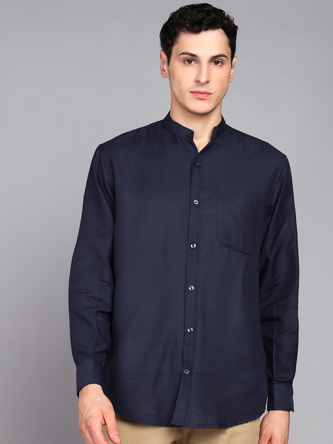 

Metronaut Denim Weave Pure Cotton Casual Shirt, Navy blue