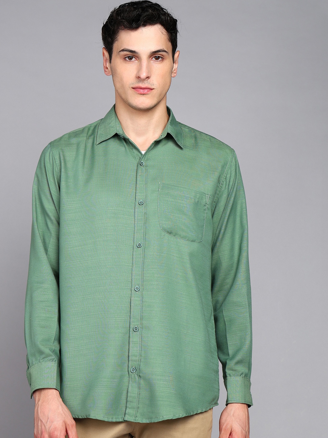 

Metronaut Denim Pure Cotton Casual Shirt, Green
