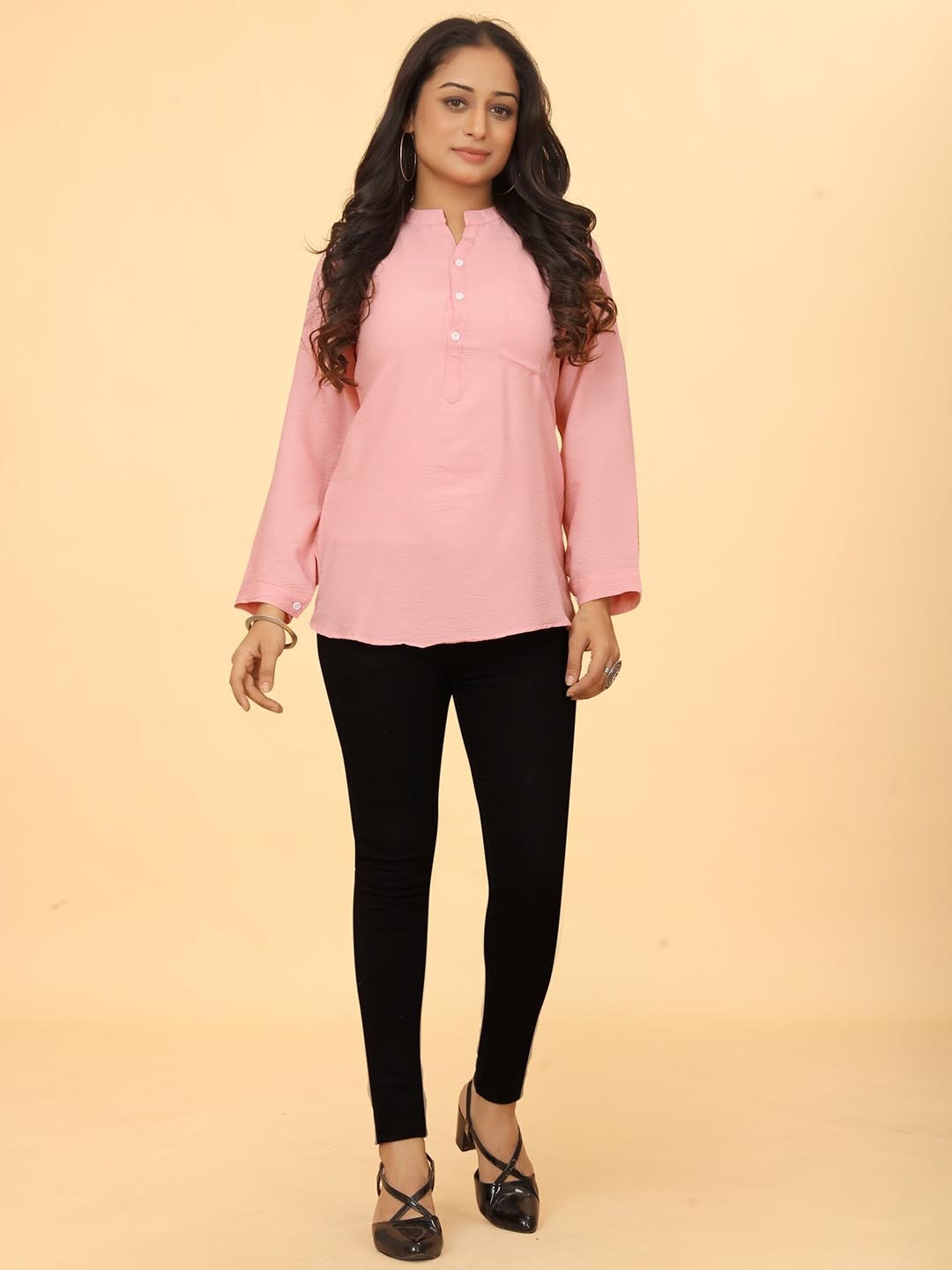 

Kesudi Mandarin Collar Tunic, Pink