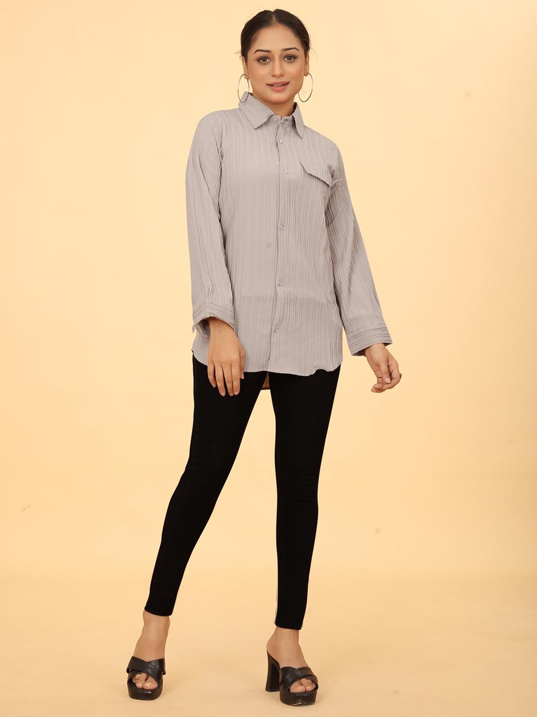 

Kesudi Longline Classic Casual Shirt, Grey
