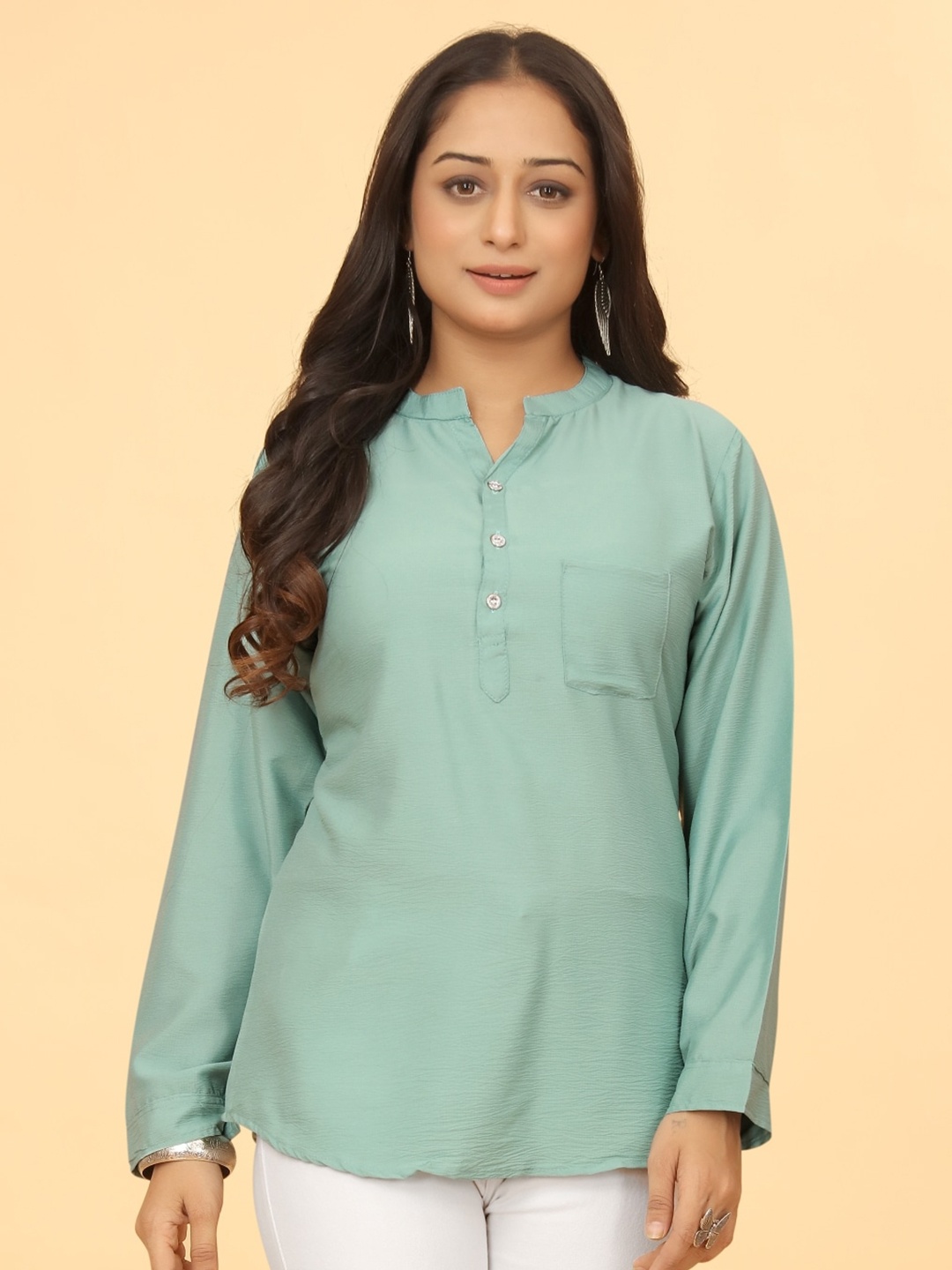 

Kesudi Mandarin Collar Tunic, Green