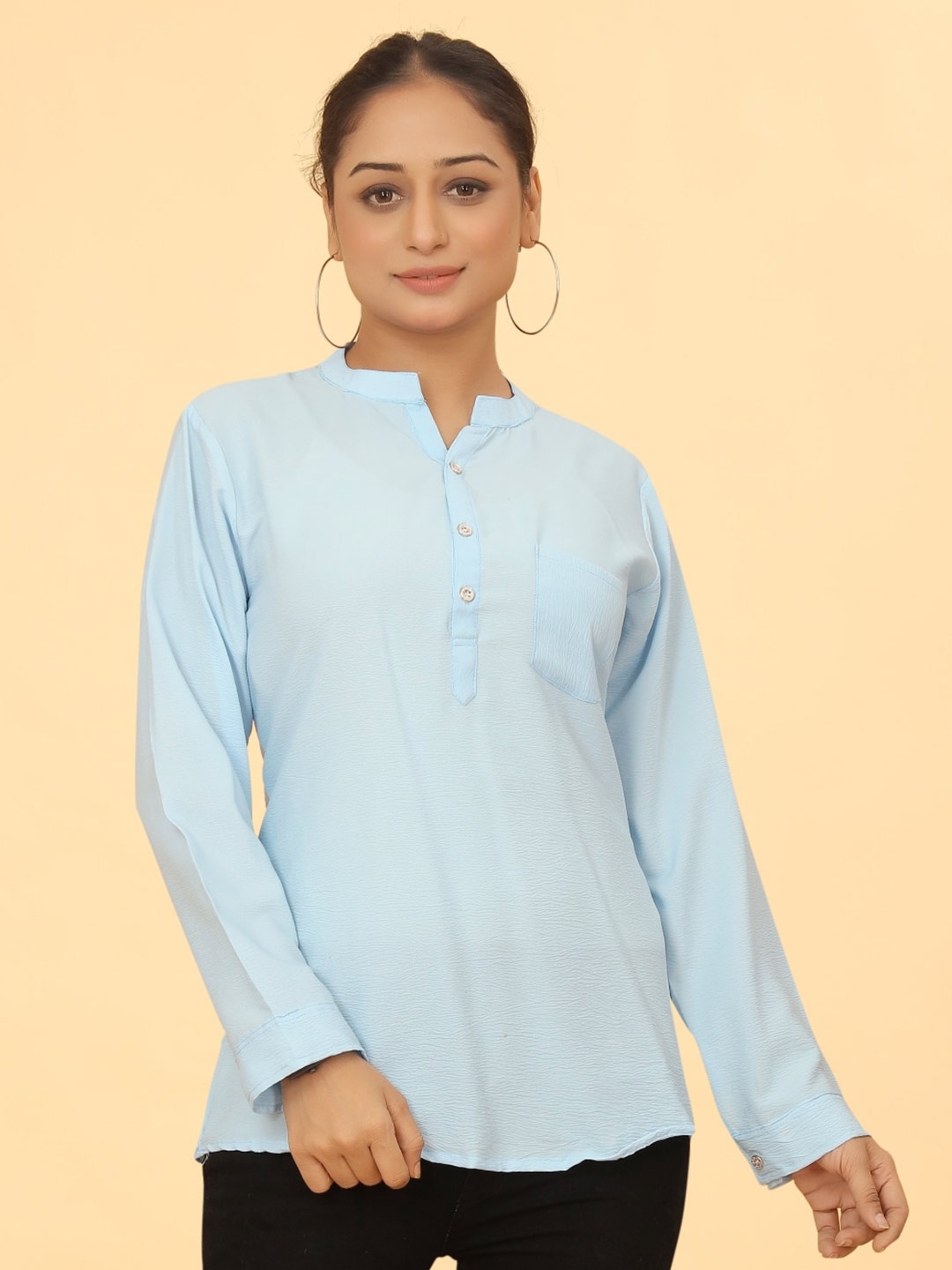 

Kesudi Mandarin Collar Tunic, Blue