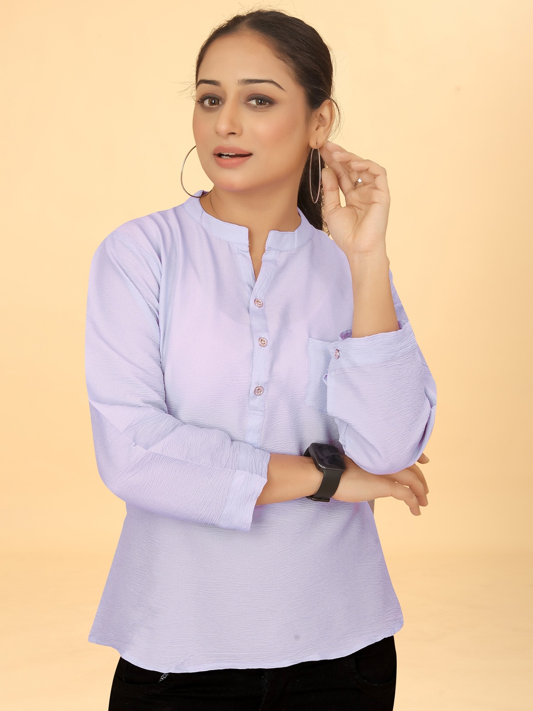 

Kesudi Mandarin Collar Tunic, Lavender