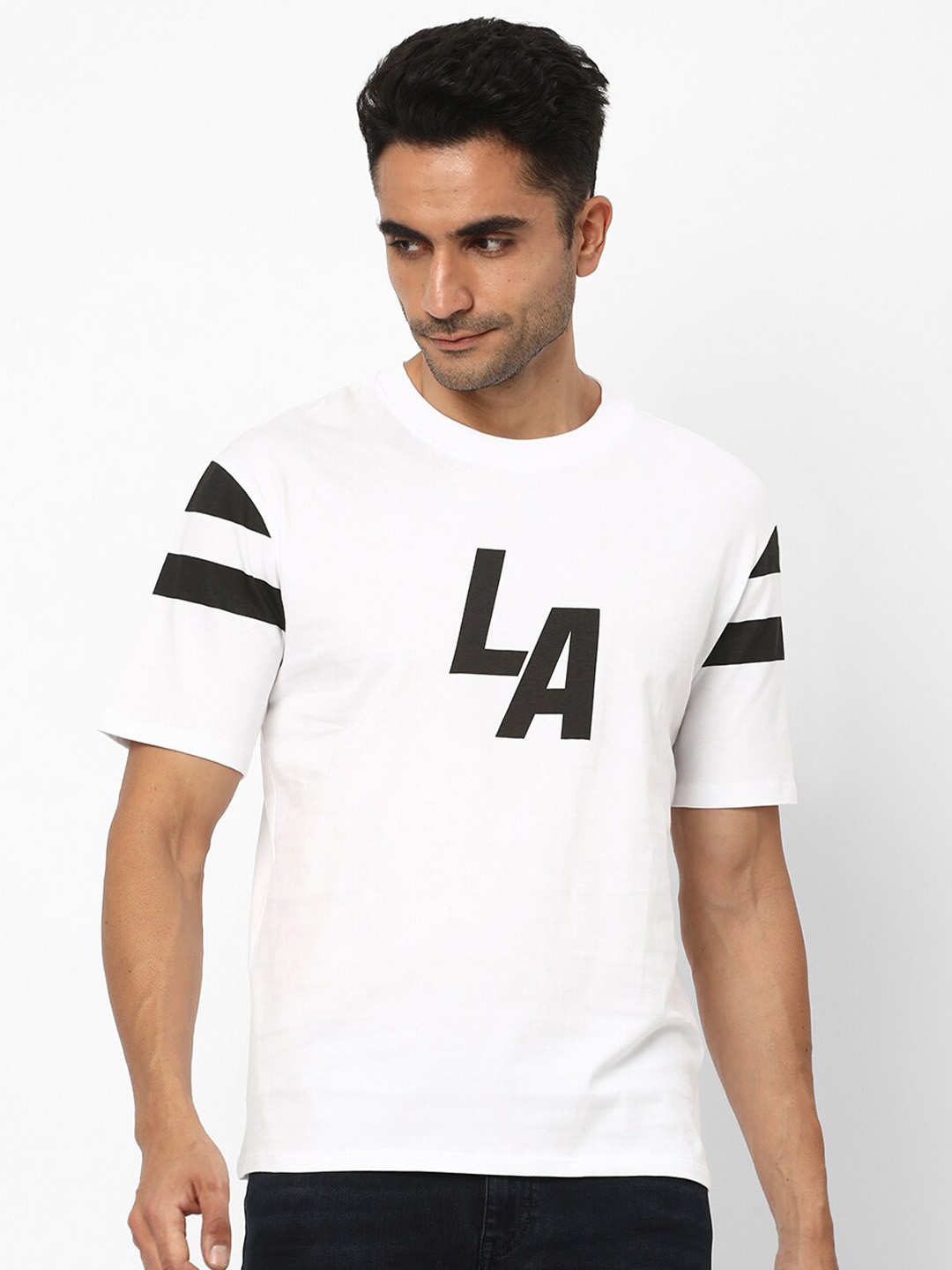 

R&B Typography Printed Cotton T-shirt, White