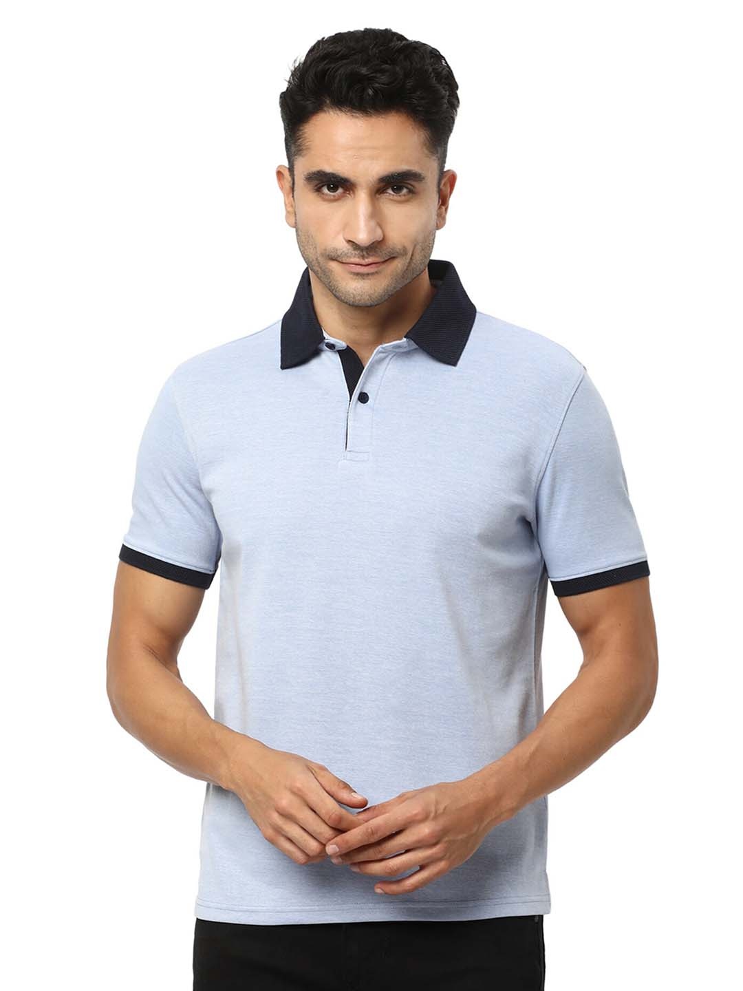 

R&B Polo Collar Cotton T-shirt, Blue